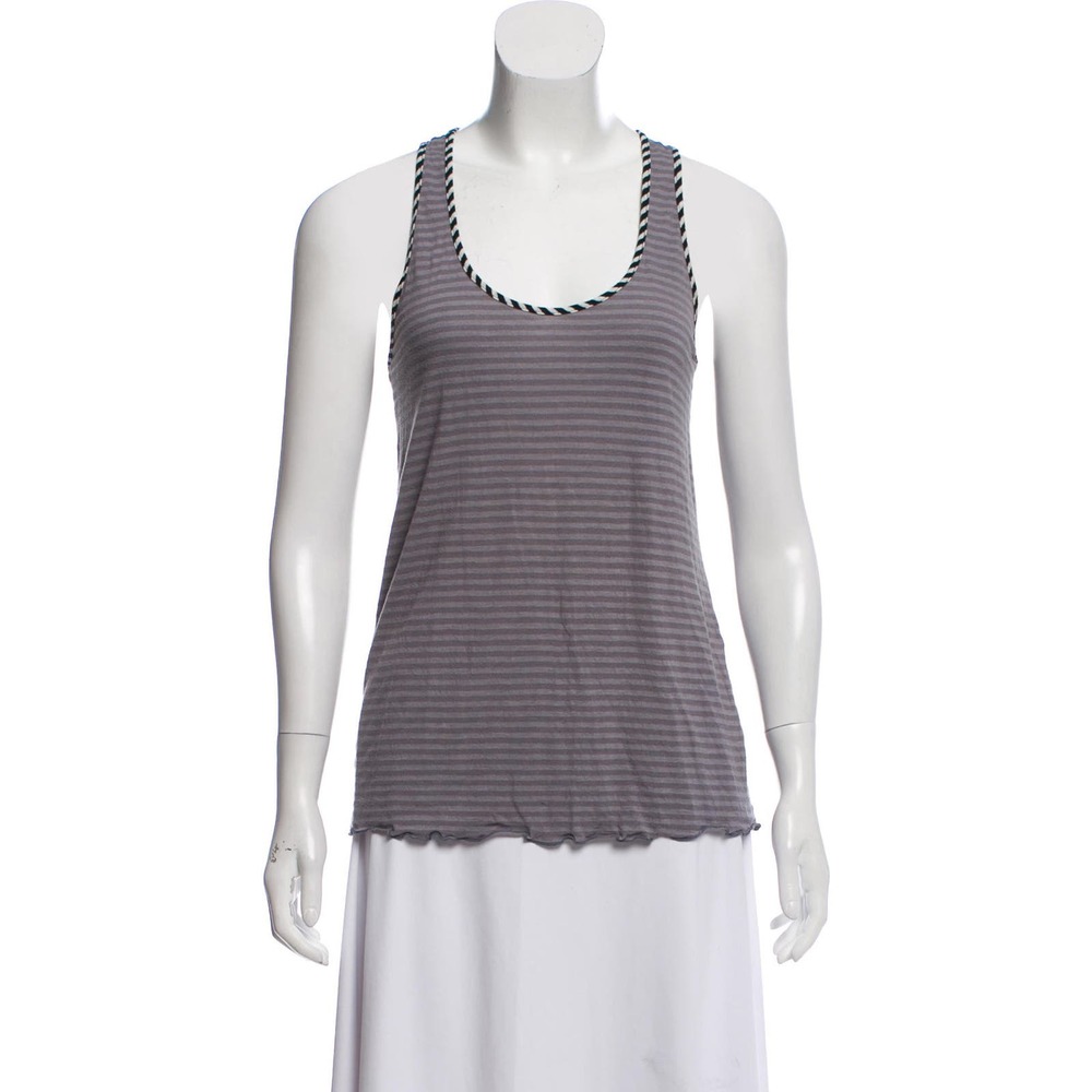Peter Som Gray Striped Racerback Tank Top Size 2 ~ Minimalist Casual Chic